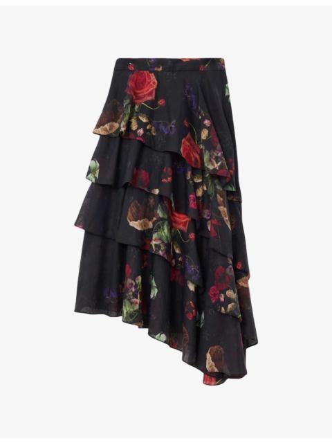 Caya Floral-Print Woven Midi Skirt