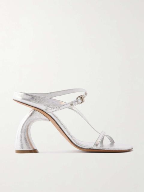 Metallic leather mules Silver