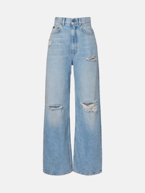 Distressed wide-leg jeans