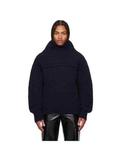 Navy Oversized Wool Turtleneck