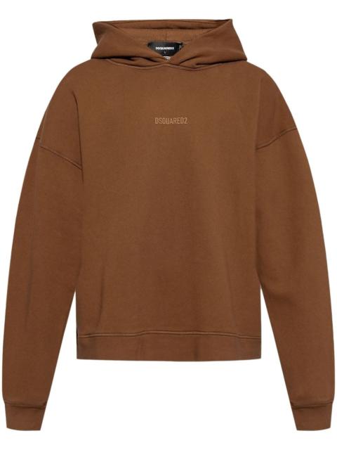 logo print cotton hoodie