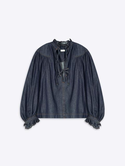 RUFFLED DENIM SHIRT
