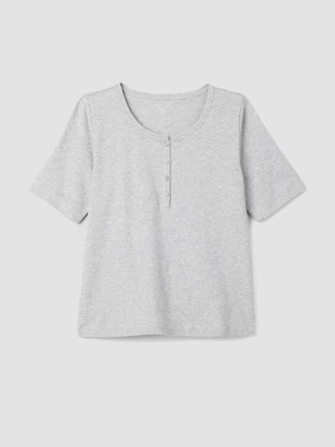Mélange Organic Cotton Interlock Henley Sleep Top