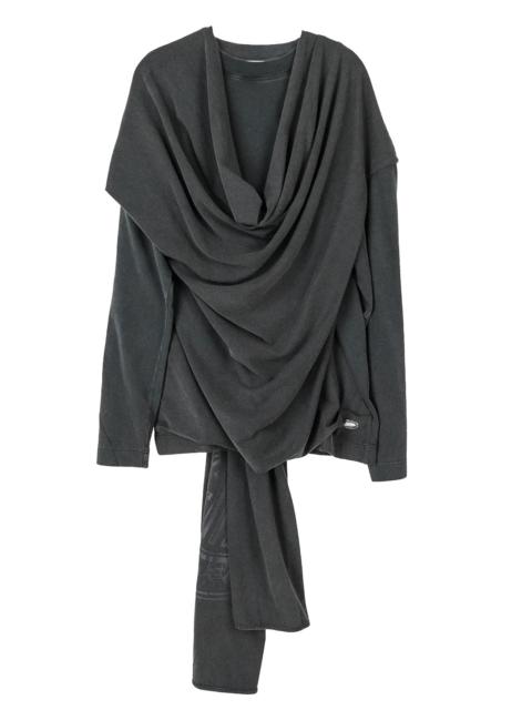 Jean Paul Gaultier Washed Jersey Crew Neck With Scarf Printed "Jpg Laurier Stamp" Logo Black