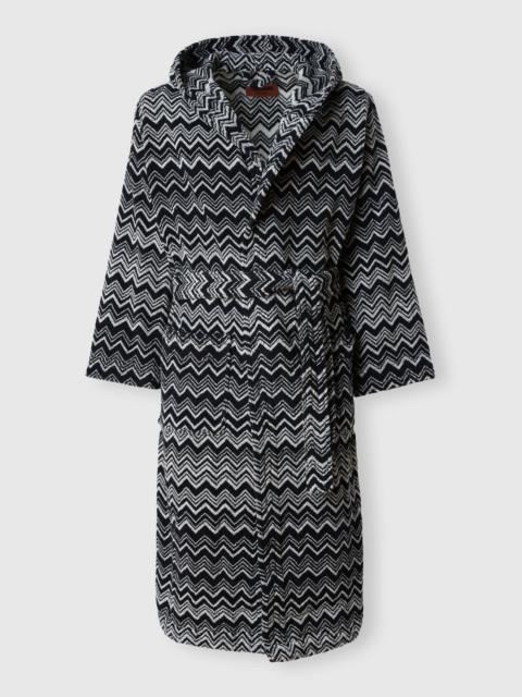 Keith chevron cotton terry bathrobe