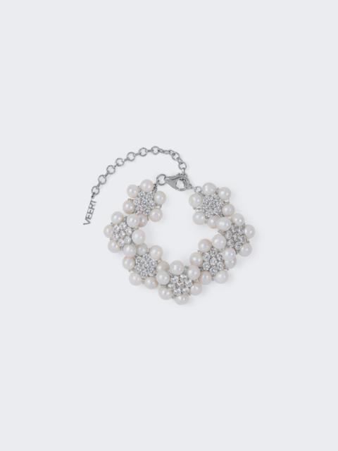 The 42 Pearl Clear Flower Bracelet White Gold
