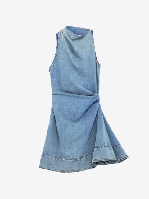 Denim Asymmetric Mini Dress