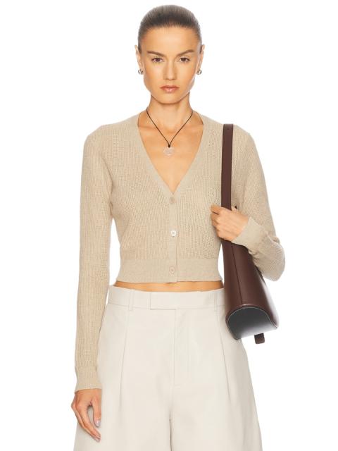 Linen Open Knit Cropped V-Neck Cardigan