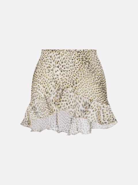 Leopard-print silk beach cover-up