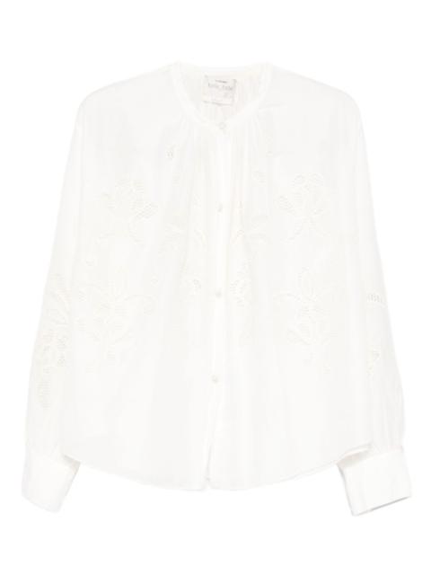 floral-embroidered blouse