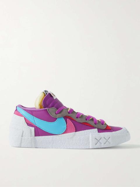 + Sacai + KAWS Blazer Low Suede-Trimmed Leather Sneakers