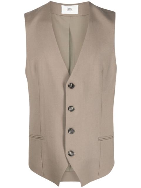 V-neck virgin wool waistcoat