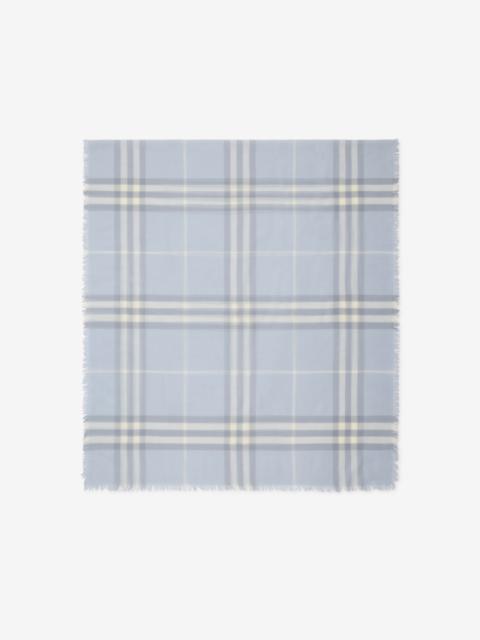 Wide Check Wool Scarf