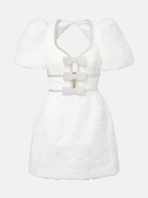 Delilah bow-detail embellished minidress