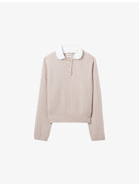 Peter Pan-Collar Cable-Knit Wool and Cashmere Jumper