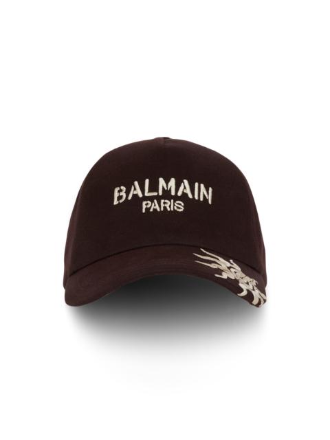Cotton cap with Balmain Paris and Sun embroidery