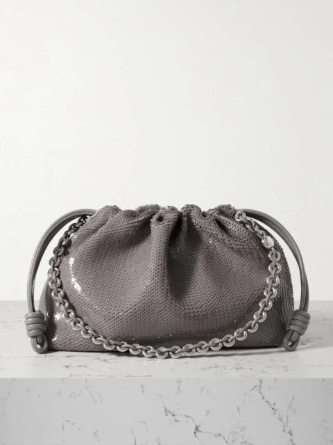 Flamenco sequined leather clutch Gray