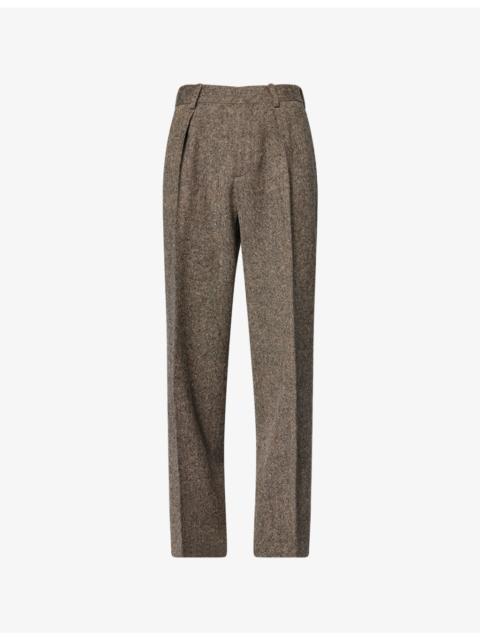 Brand-Patch Straight-Leg Wool Trousers