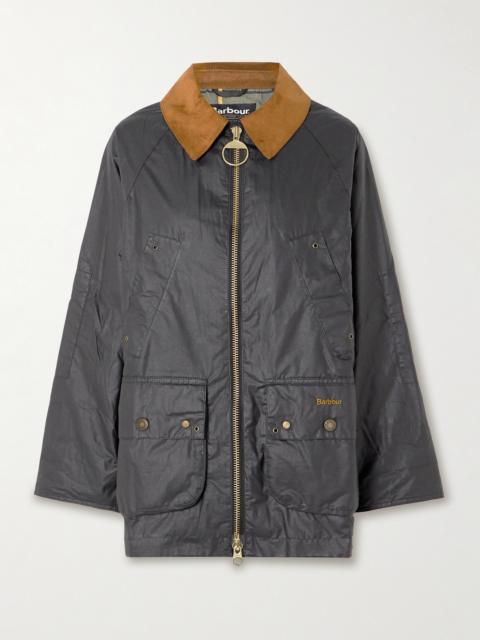 Raelynn Corduroy-trimmed Waxed-cotton Jacket