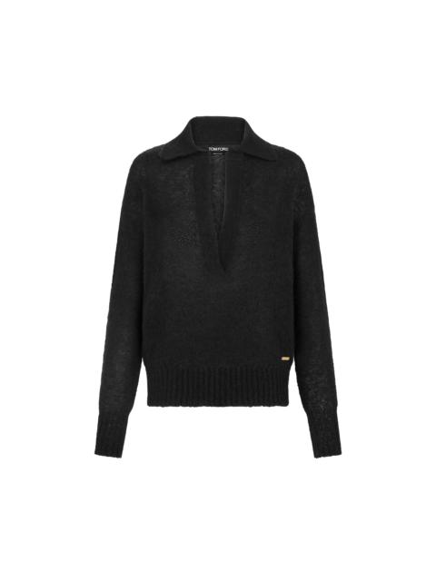 LONG SLEEVE CASHMERE SILK POLO