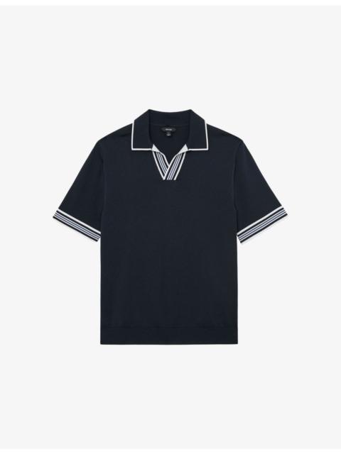 Poole Striped-Trim Stretch-Knit Polo Shirt