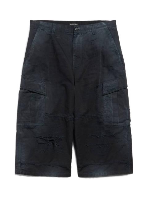 Men's Cropped Cargo Pants in Black