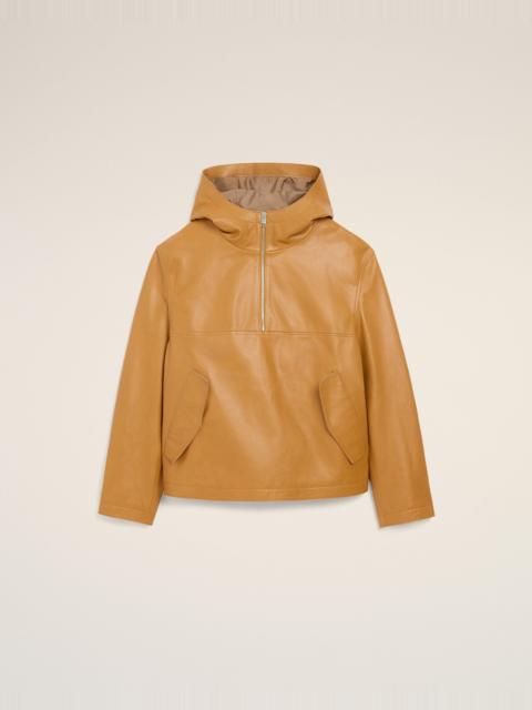 YELLOW COW LEATHER HOODED JACKET