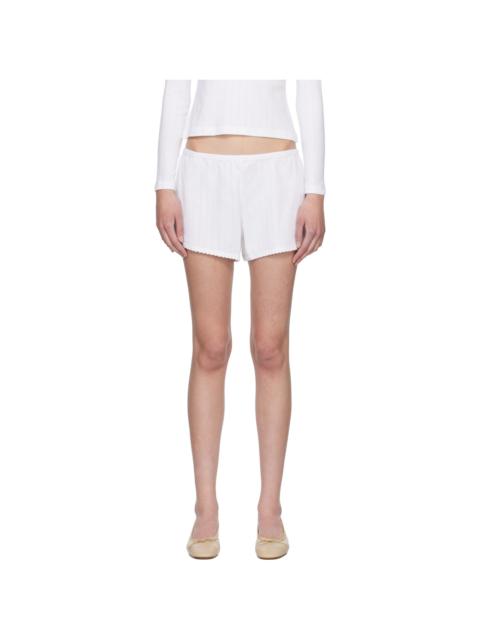 White Pointelle Mini Shorts