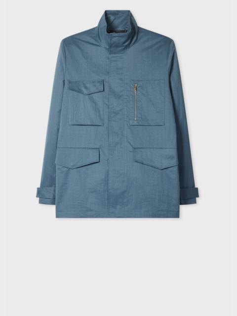 Light Blue Peached Nylon-Blend Field Jacket