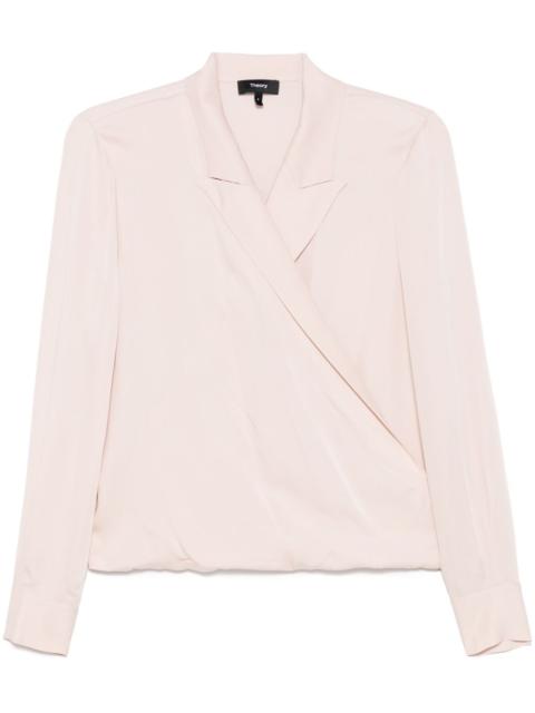 peak lapel wrap blouse