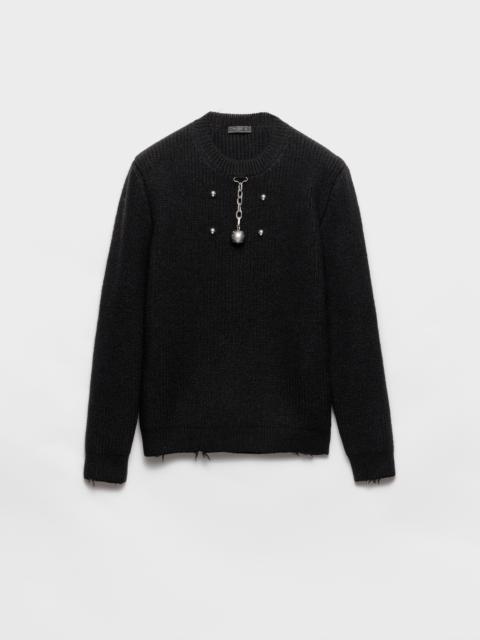 Wool crew-neck sweater with pendant
