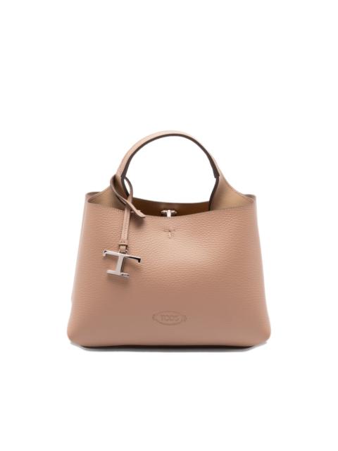 logo-charm leather tote bag