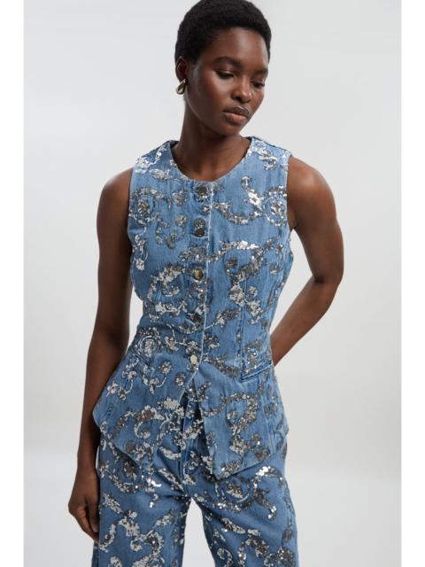 Sequin Denim Waistcoat