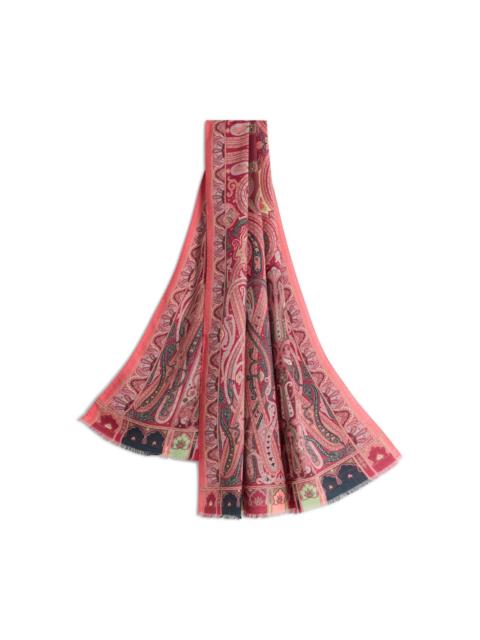 paisley print wool silk scarf