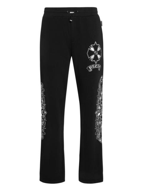 chrome-crest-embroidered track pants