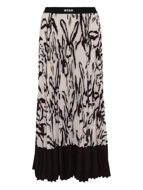 rabbit-print pleated skirt