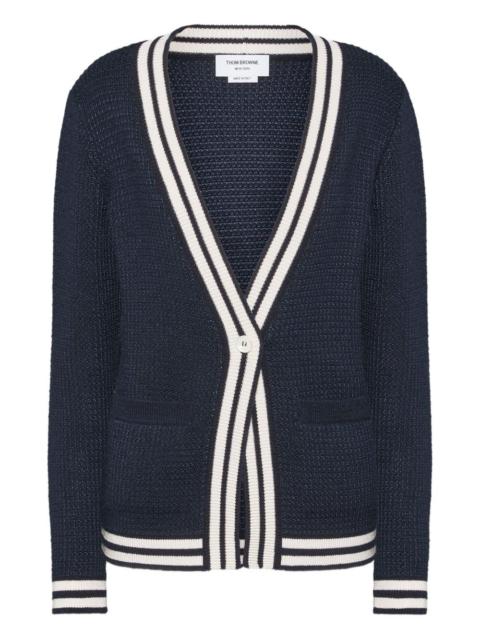 tuck-stitch V-neck cardigan
