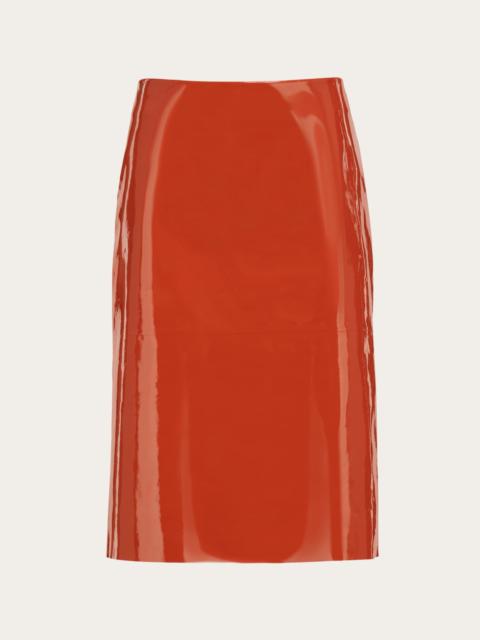Patent leather pencil skirt