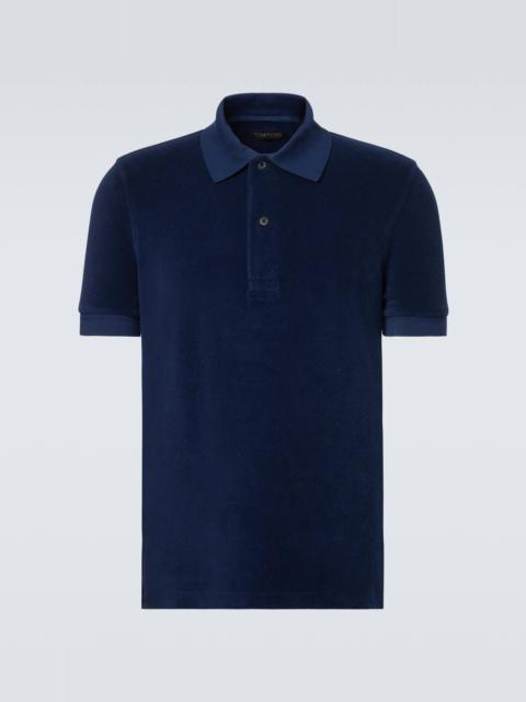 Cotton-blend terry polo shirt