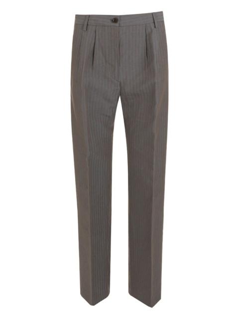 striped pleated trousers