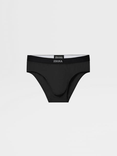 BLACK STRETCH COTTON MIDI BRIEF