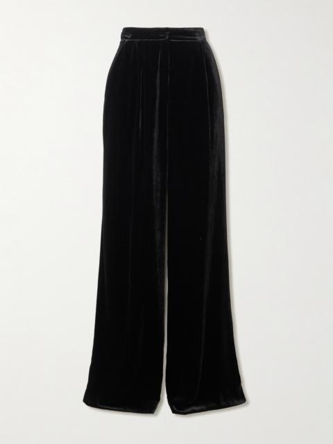 Satin-trimmed Velvet Wide-leg Pants