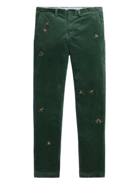 embroidered-ducks trousers