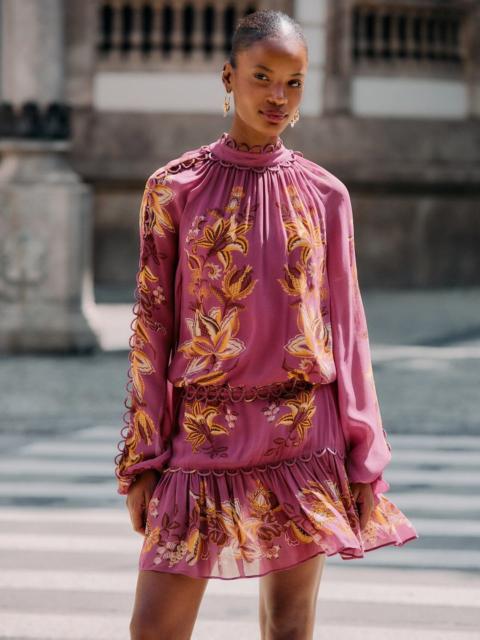 Pink Delicate Chintz Ruffled Mini Dress