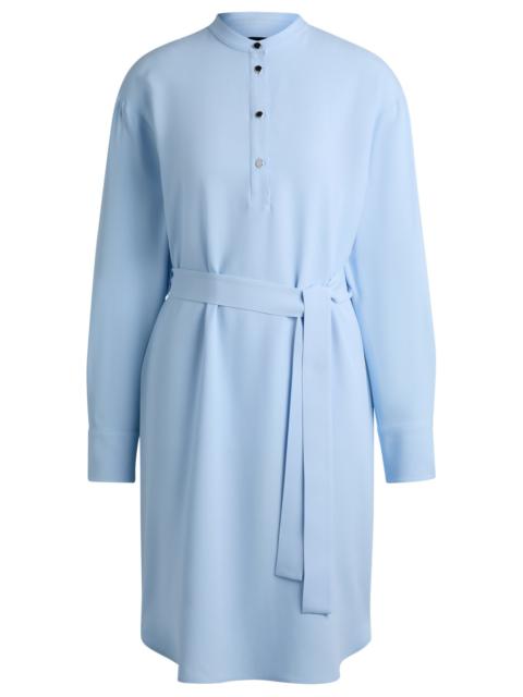 BELTED DRESS WITH SNAP PLACKET