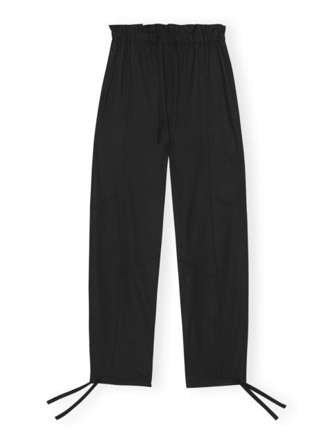 BLACK DRAPEY MELANGE ELASTICATED WAIST PANTS