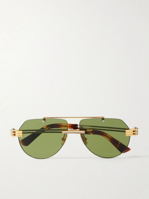 Aviator-style gold and silver-tone sunglasses Gold