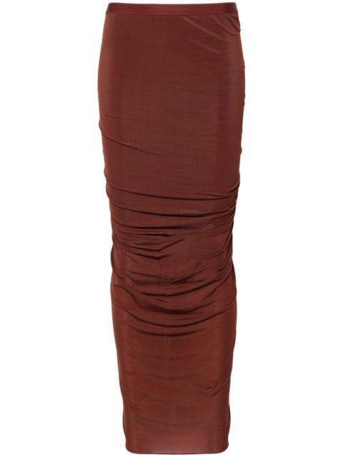 Shrimp ruched midi skirt