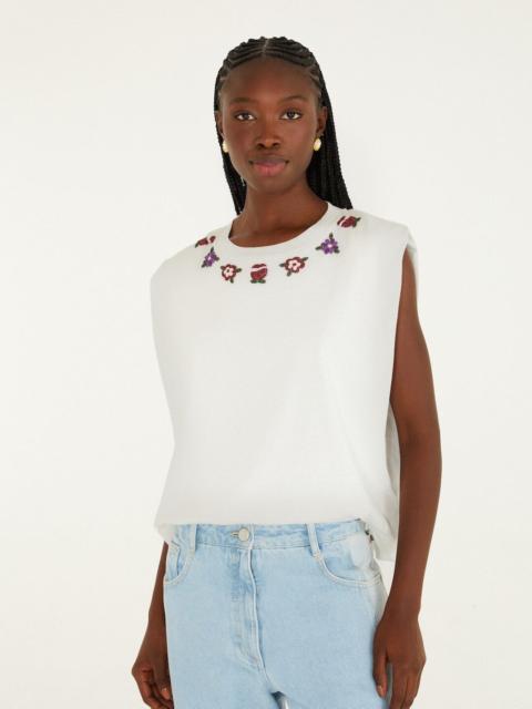 Off-White Beaded Flowers T-Shirt