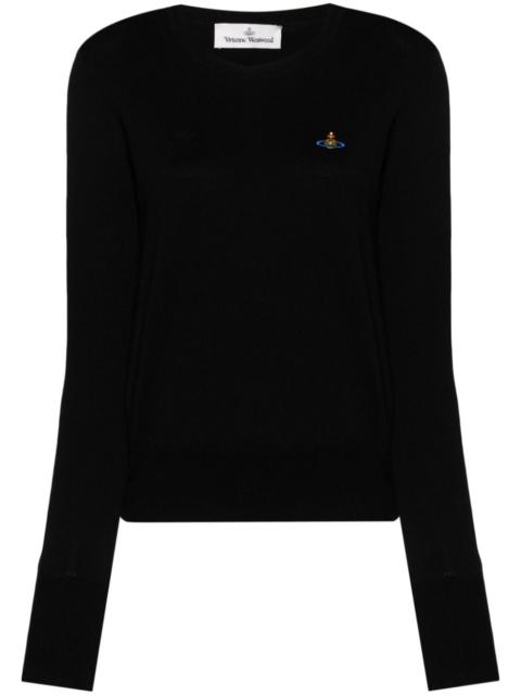 Orb-embroidered crew-neck jumper